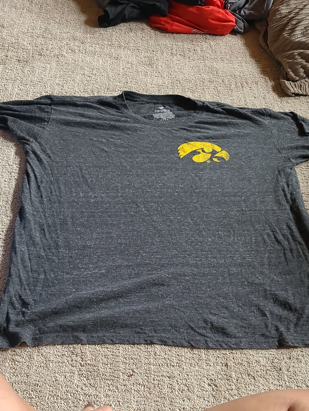 Fanatics Black Heather Tee with Yellow Hawkeye Logo